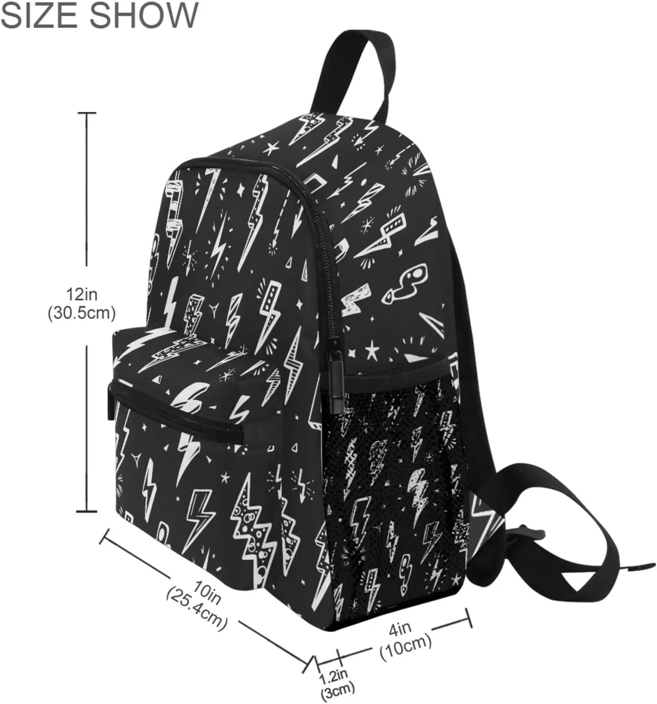 Aflyko Kids Backpack Lightning Bolts Doodle Daycare Kindergarten Daypack Toddler Travel Girls Boys Waterproof Preschool Bag 10" × 4" × 12"