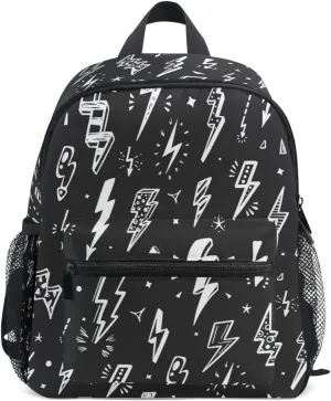 Aflyko Kids Backpack Lightning Bolts Doodle Daycare Kindergarten Daypack Toddler Travel Girls Boys Waterproof Preschool Bag 10" × 4" × 12"