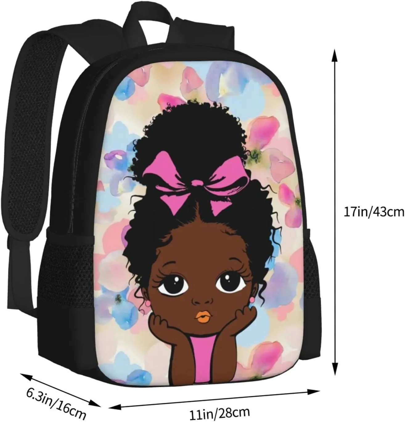 Afro girl backpack durable book bag laptop Travel Daypack for women student work outdoor 17'' Color 5
