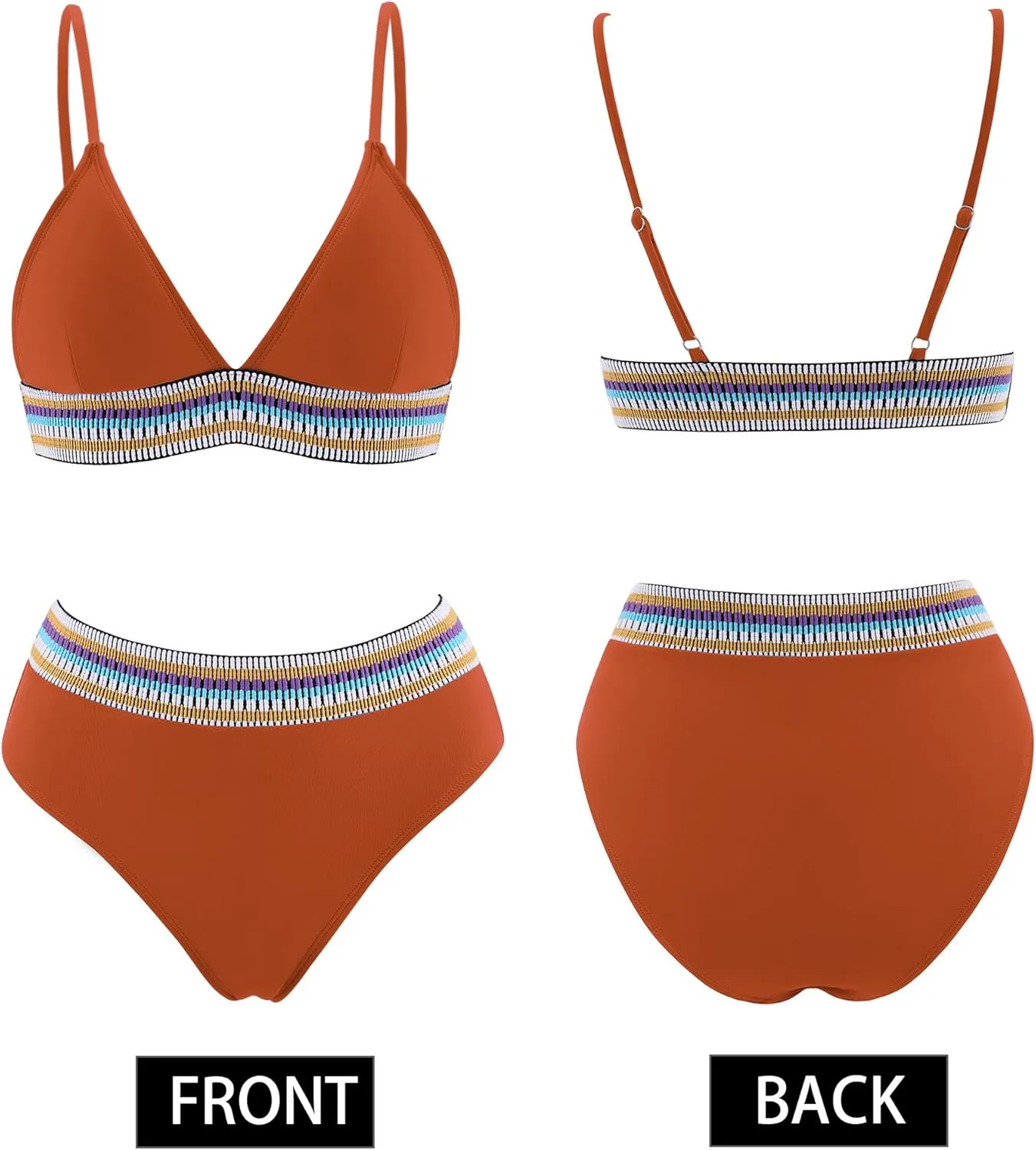AI'MAGE High Waisted Bikini Sets for Women 2025 Triangle Color Block Two Piece Swimsuits Tummy Control Bathing Suits