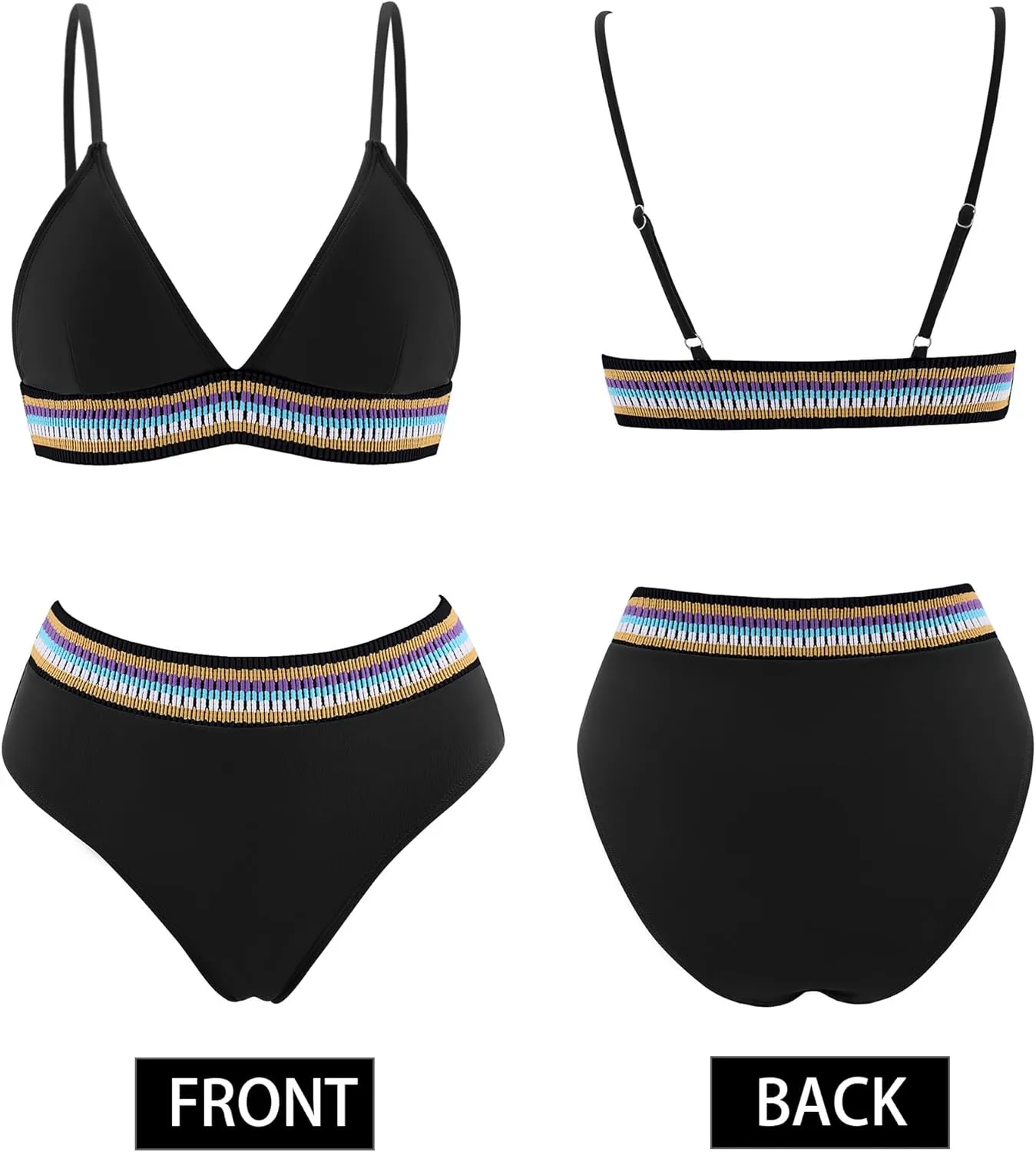 AI'MAGE High Waisted Bikini Sets for Women 2025 Triangle Color Block Two Piece Swimsuits Tummy Control Bathing Suits