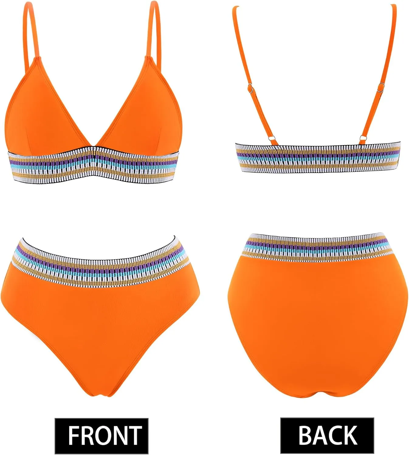 AI'MAGE High Waisted Bikini Sets for Women 2025 Triangle Color Block Two Piece Swimsuits Tummy Control Bathing Suits