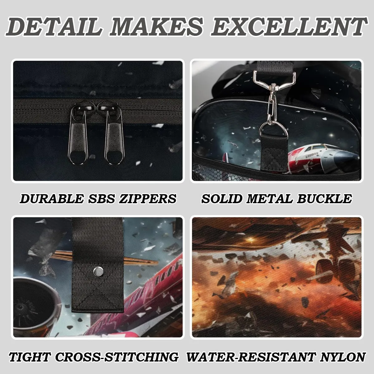 Aircraft Travel Duffle Bag for Women Men Foldable Waterproof Weekender Bag Carry on Tote for Overnight Sports Gym Aircraft
