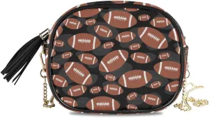 ALAZA American Brown Football Shoulder Crossbody Bag With Metal Chain Strap for Women Girl