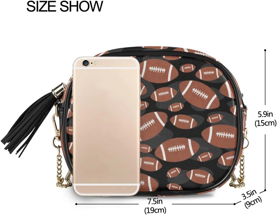 ALAZA American Brown Football Shoulder Crossbody Bag With Metal Chain Strap for Women Girl