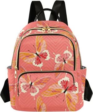 ALAZA Butterflies Pink Coral Color Mini Backpack Purse for Women Travel Bag Fashion Daypack Back Pack Shoulder Bag