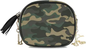 ALAZA Camouflage Military Cross Body Fashion Chain Bag Single Shoulder PU Leather Purse for Women Girls