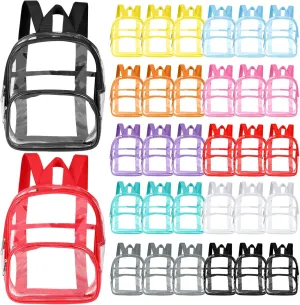 Aliceset Clear Mini Backpack Bulk 9.45" Waterproof Transparent Colorful Bookbag School Donation Supply Kits for Women Men(30 Pcs)