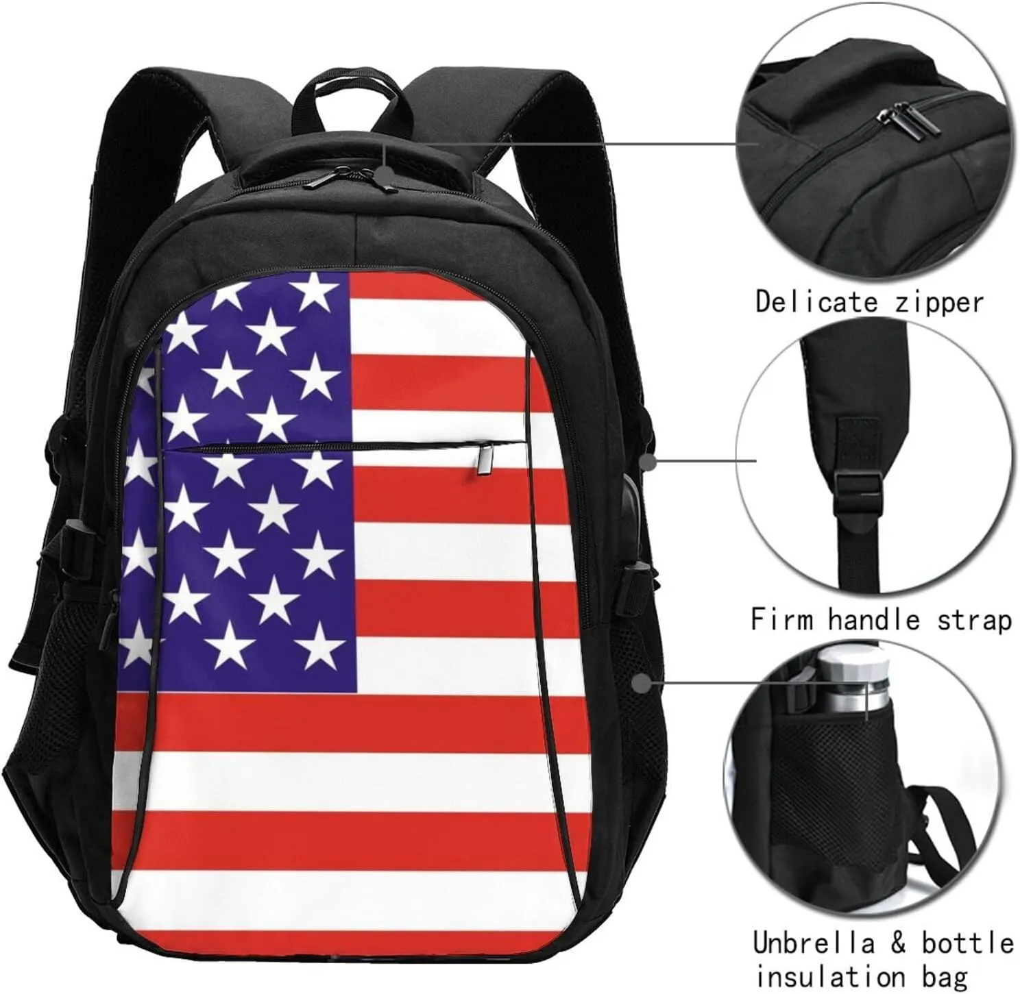 American Flag Camouflage Travel Laptop Backpack,18 Inch Carry on Backpack for Men Women with USB Port, Work Computer Backpack