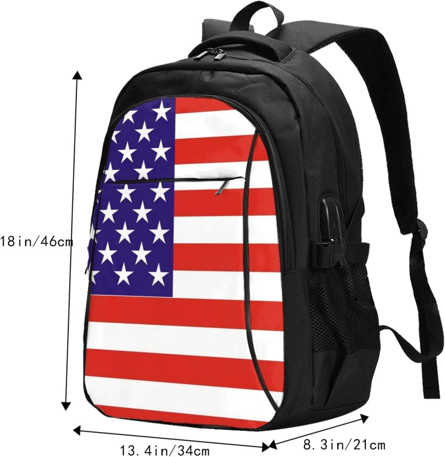American Flag Camouflage Travel Laptop Backpack,18 Inch Carry on Backpack for Men Women with USB Port, Work Computer Backpack
