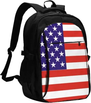 American Flag Camouflage Travel Laptop Backpack,18 Inch Carry on Backpack for Men Women with USB Port, Work Computer Backpack