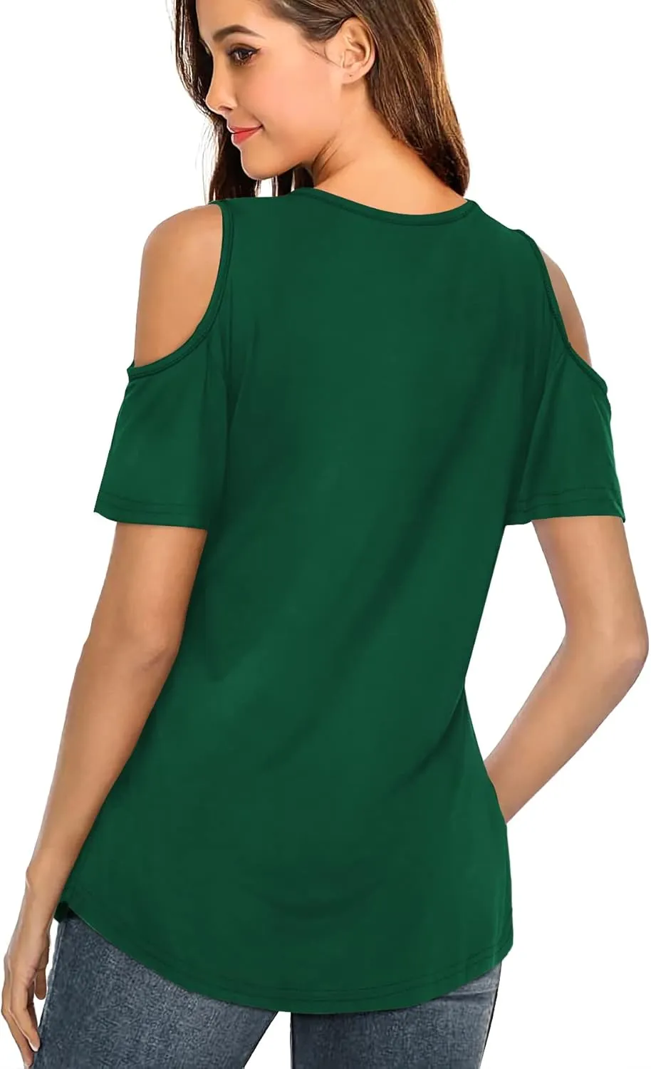 Amoretu Womens Summer Shirts V Neck Criss Cross Cold Shoulder Tops Blouse