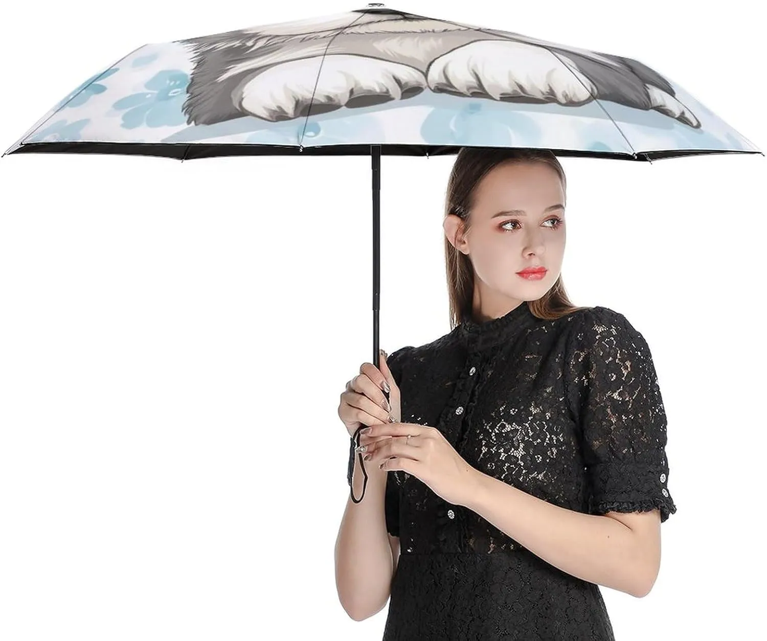 AMRANDOM Folding Umbrella Auto Windproof Travel Umbrella for Women and Men