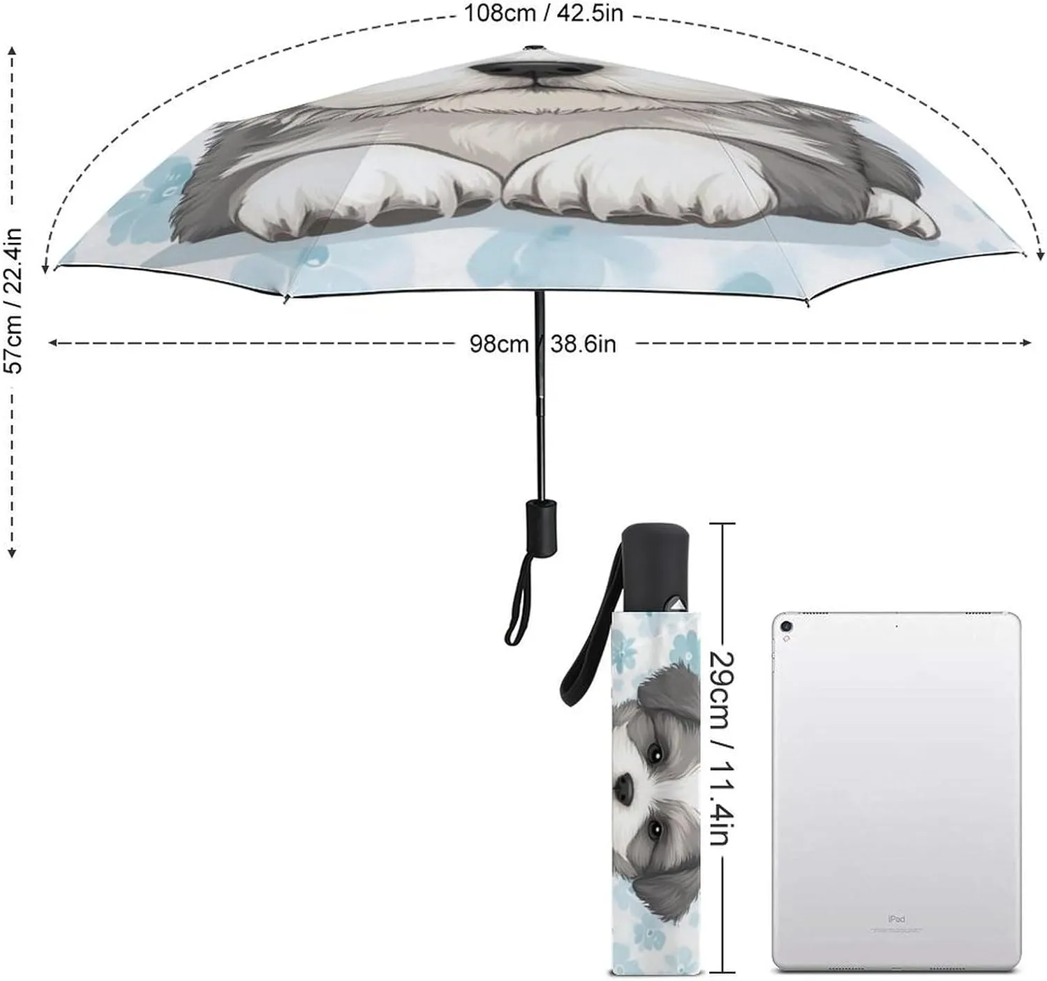 AMRANDOM Folding Umbrella Auto Windproof Travel Umbrella for Women and Men