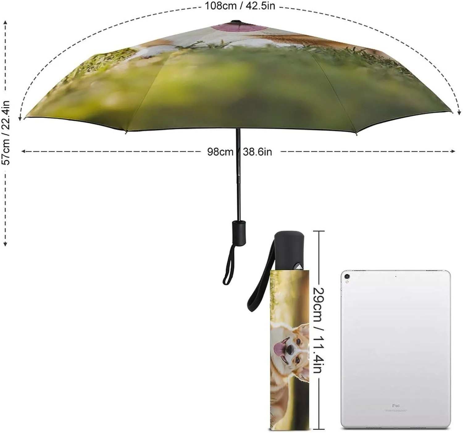 AMRANDOM Folding Umbrella Auto Windproof Travel Umbrella