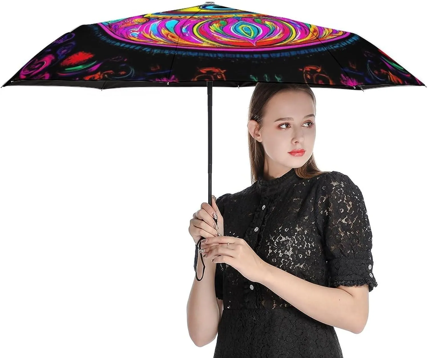 AMRANDOM Windproof Travel Umbrella Portable Automatic Folding Umbrellas for Rain