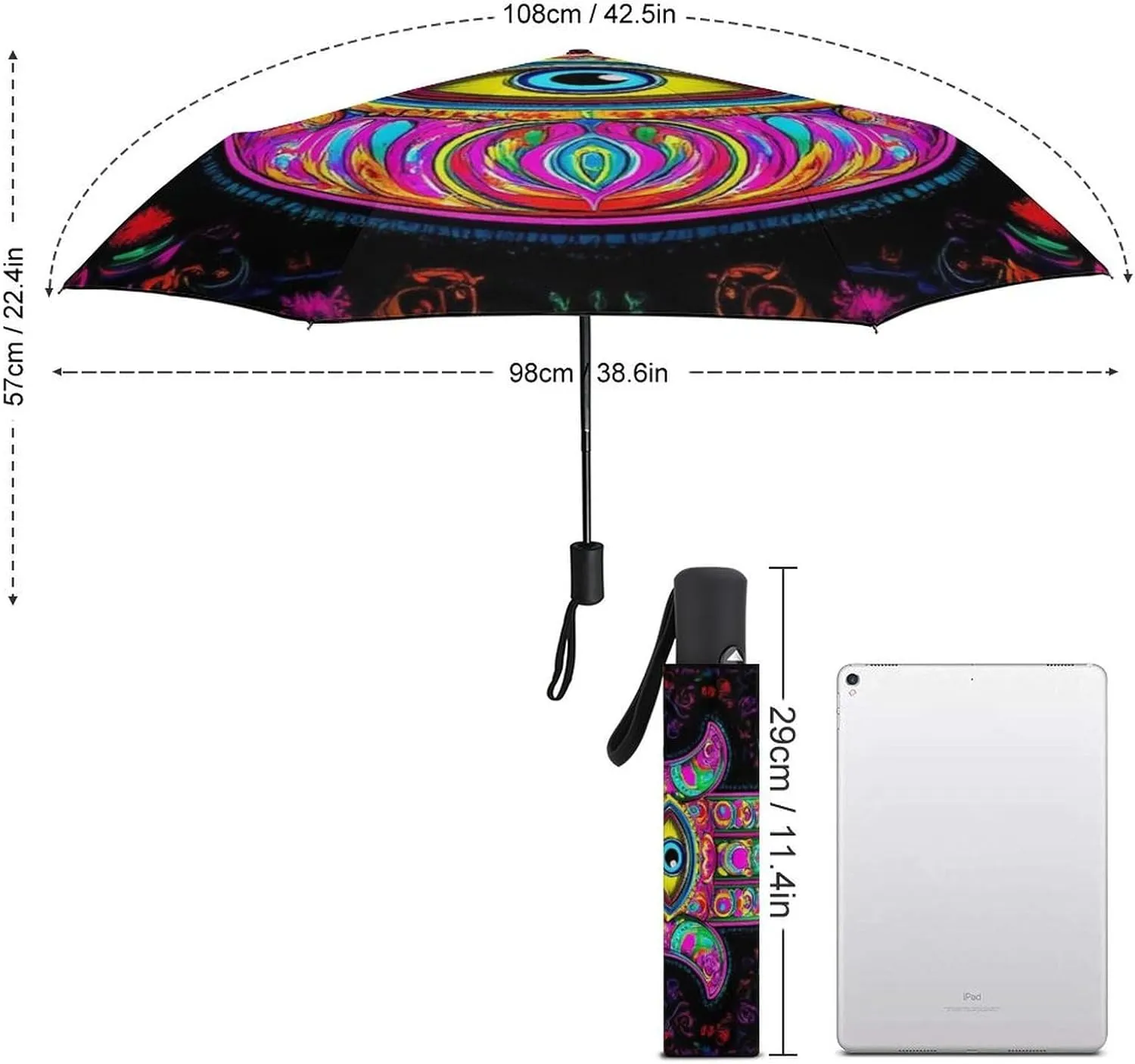 AMRANDOM Windproof Travel Umbrella Portable Automatic Folding Umbrellas for Rain