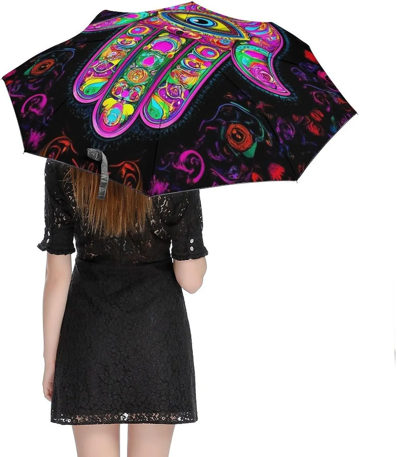 AMRANDOM Windproof Travel Umbrella Portable Automatic Folding Umbrellas for Rain