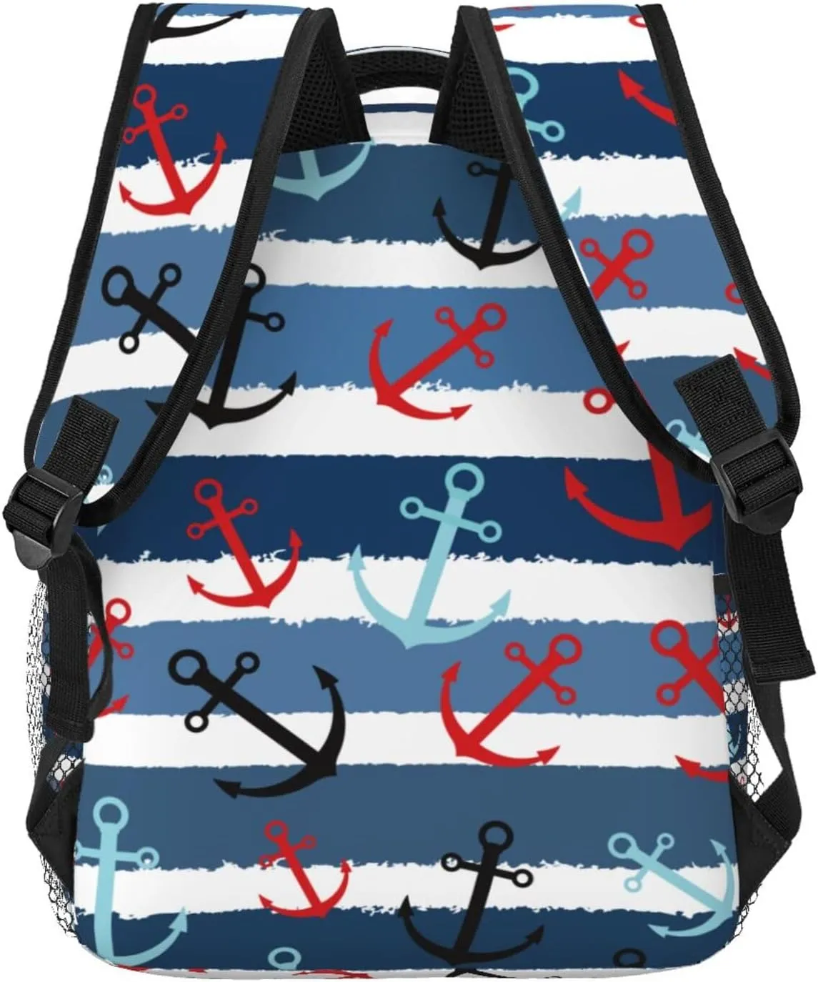 Anchor Navigation Blue Stripe Backpacks 15in Laptop Backpack Multipurpose Double Shoulder Bag For Men Women Gifts