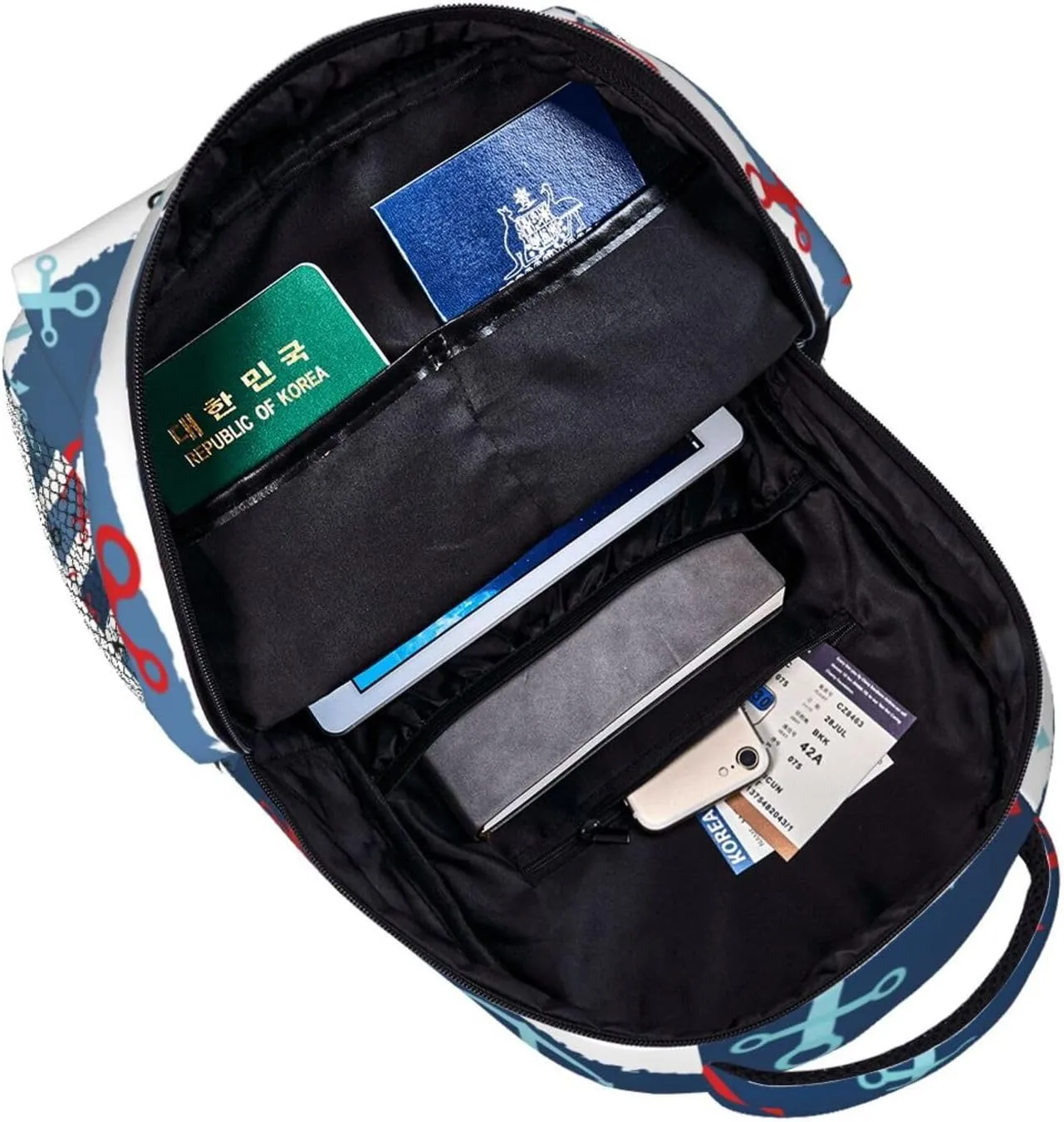 Anchor Navigation Blue Stripe Backpacks 15in Laptop Backpack Multipurpose Double Shoulder Bag For Men Women Gifts