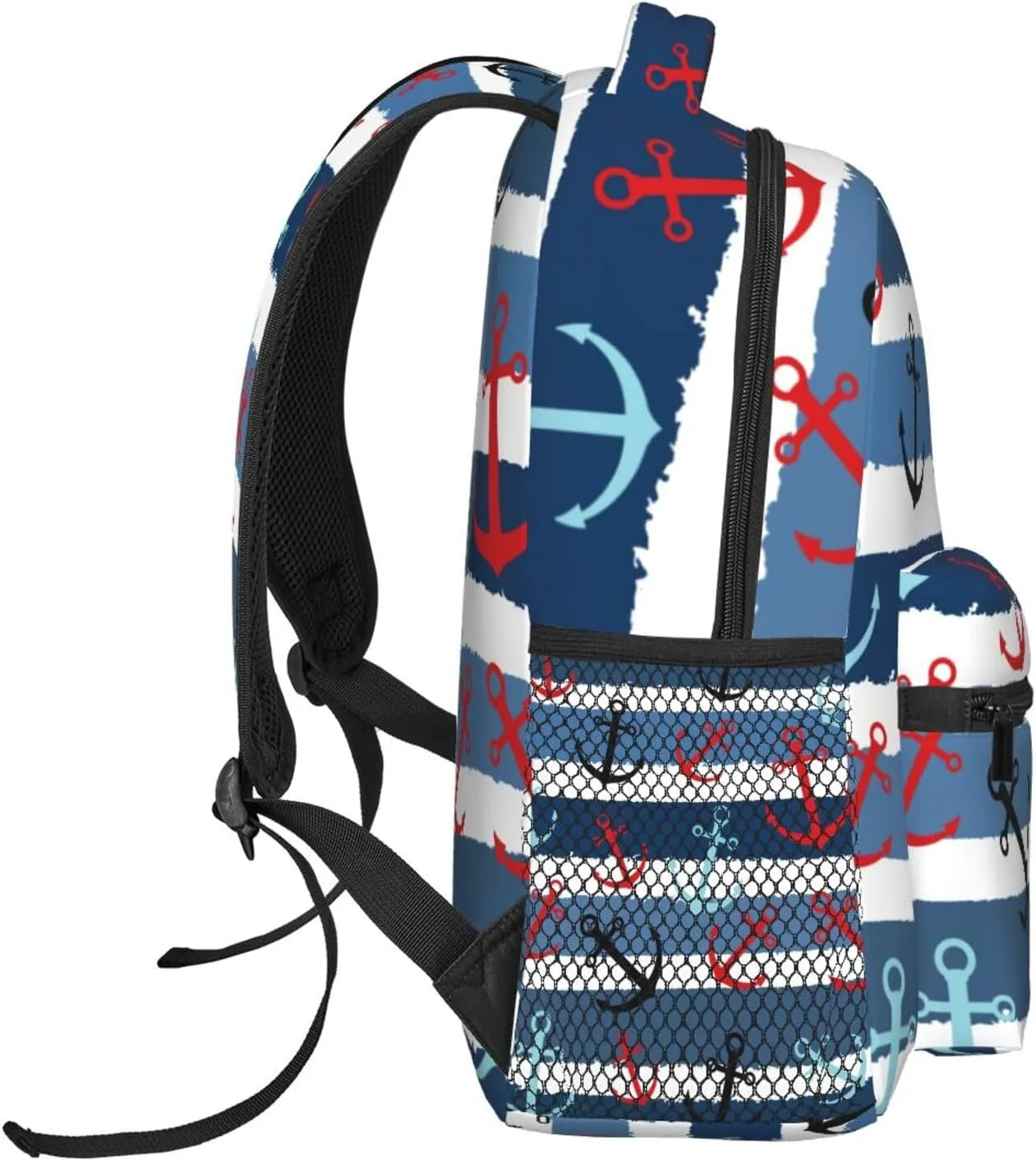 Anchor Navigation Blue Stripe Backpacks 15in Laptop Backpack Multipurpose Double Shoulder Bag For Men Women Gifts