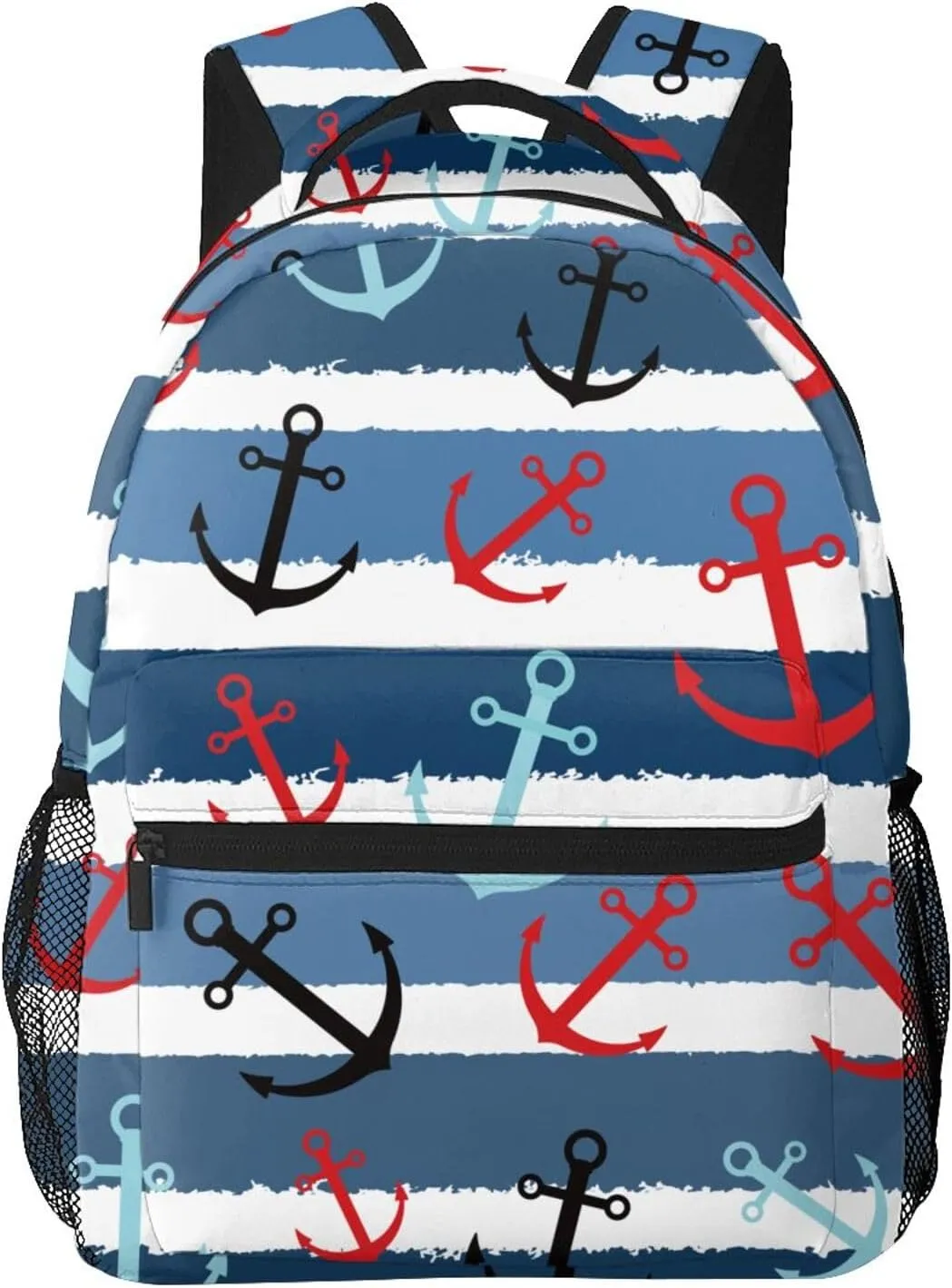 Anchor Navigation Blue Stripe Backpacks 15in Laptop Backpack Multipurpose Double Shoulder Bag For Men Women Gifts