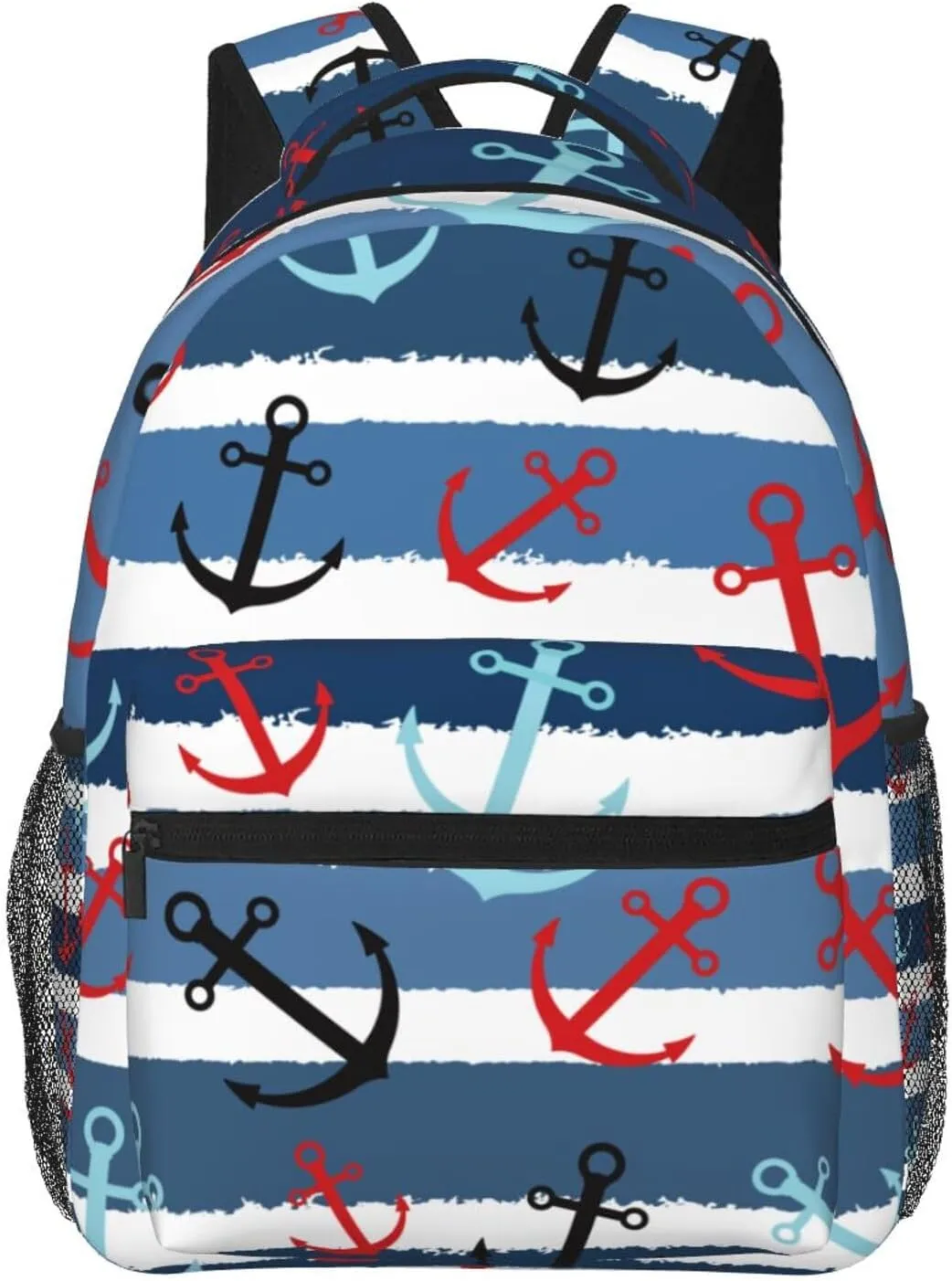 Anchor Navigation Blue Stripe Backpacks 15in Laptop Backpack Multipurpose Double Shoulder Bag For Men Women Gifts