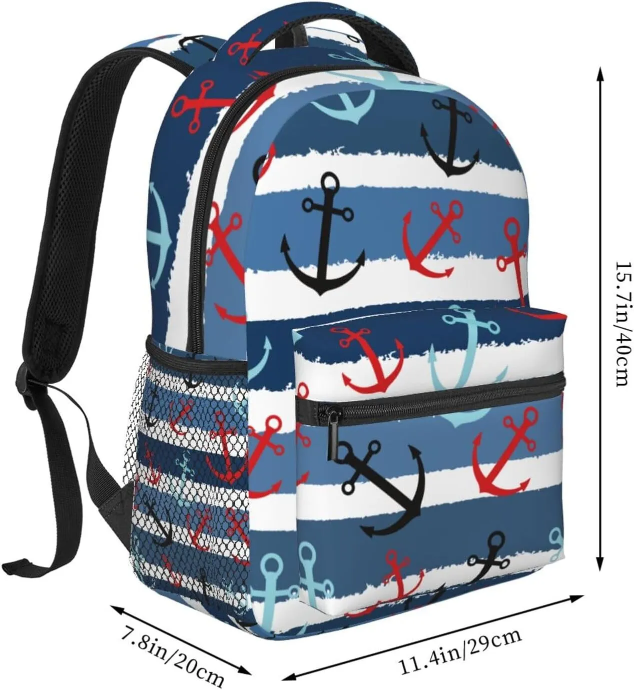 Anchor Navigation Blue Stripe Backpacks 15in Laptop Backpack Multipurpose Double Shoulder Bag For Men Women Gifts