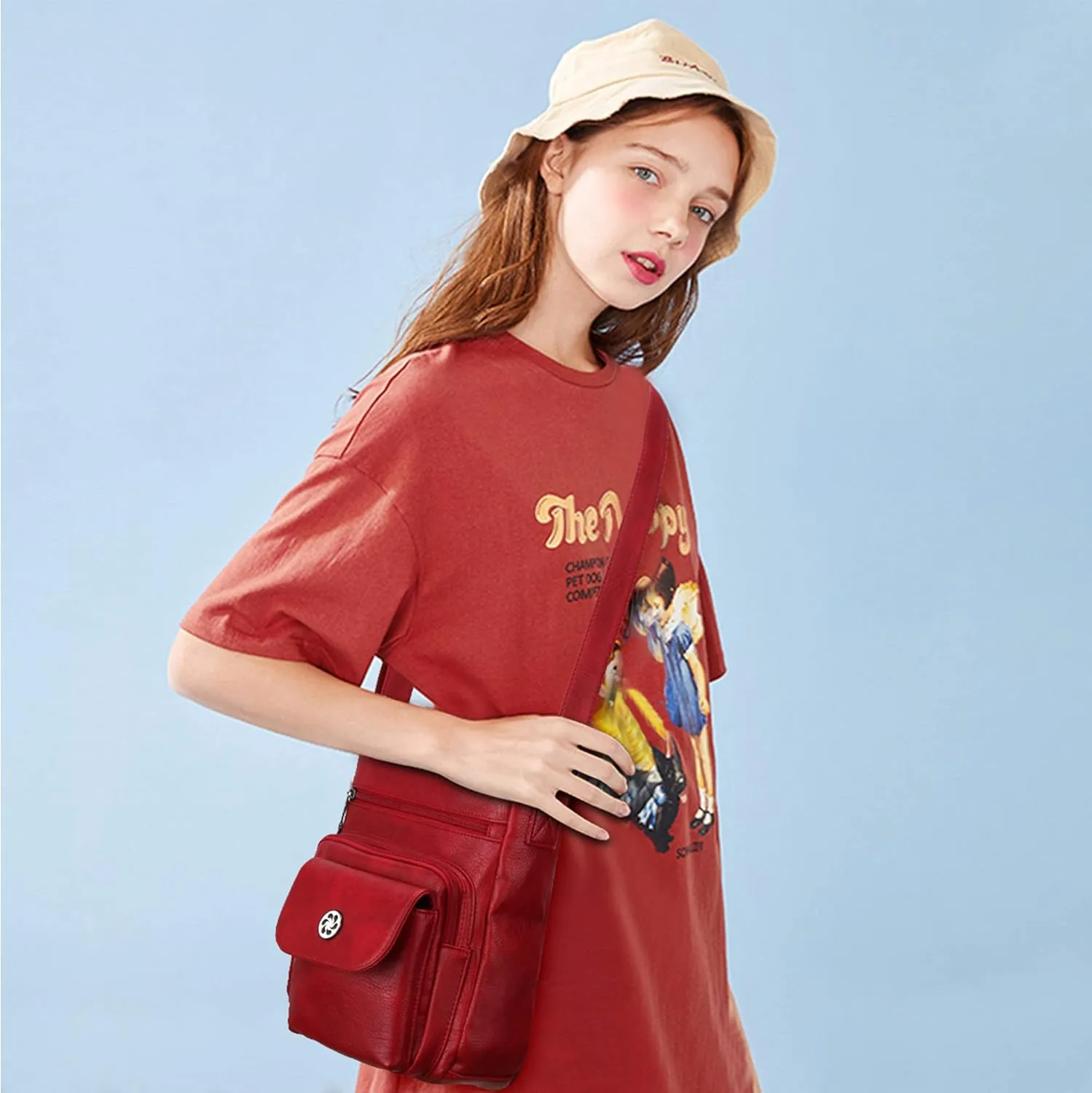 Angel Kiss Crossbody Bags Faux Vegan Leather Shoulder Bags for Women Small Handbag with Adjustable Strap