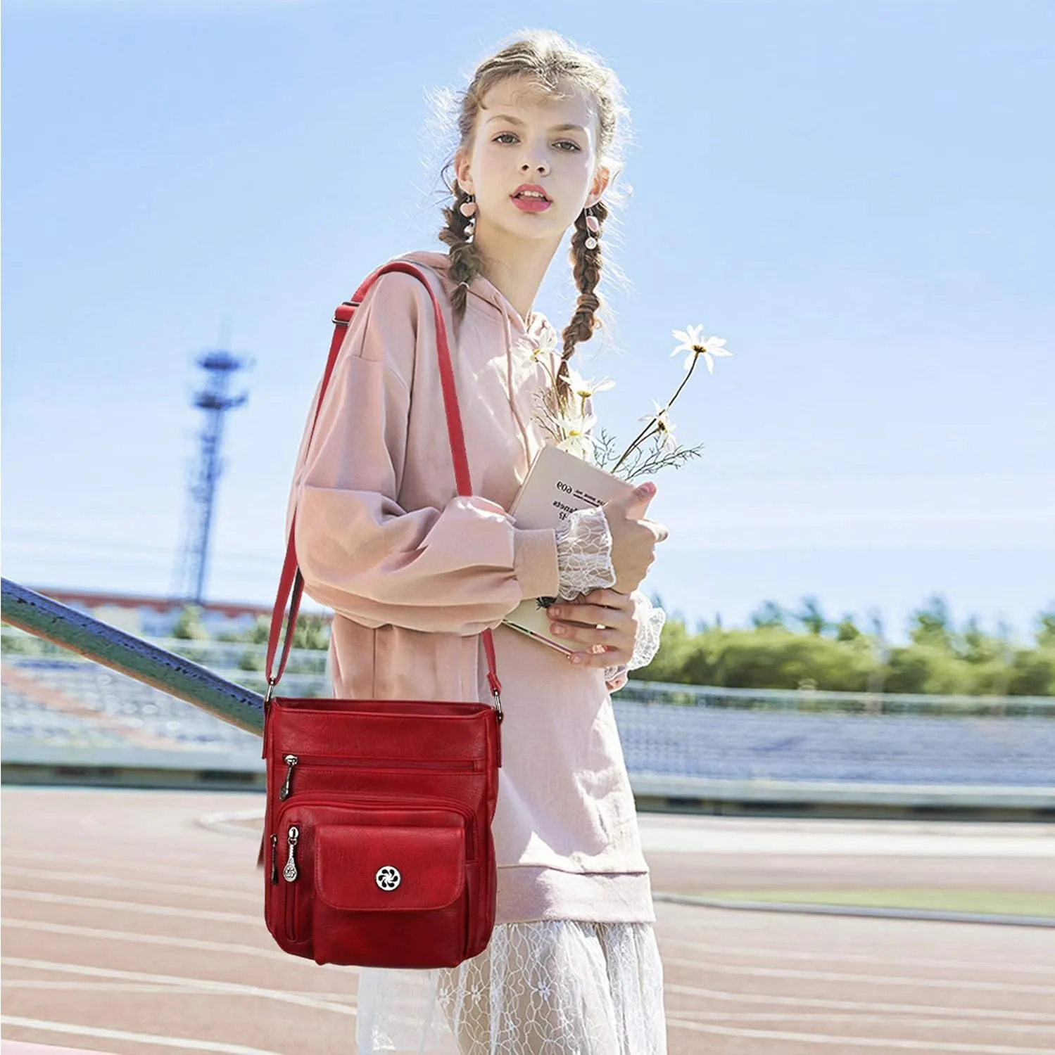 Angel Kiss Crossbody Bags Faux Vegan Leather Shoulder Bags for Women Small Handbag with Adjustable Strap