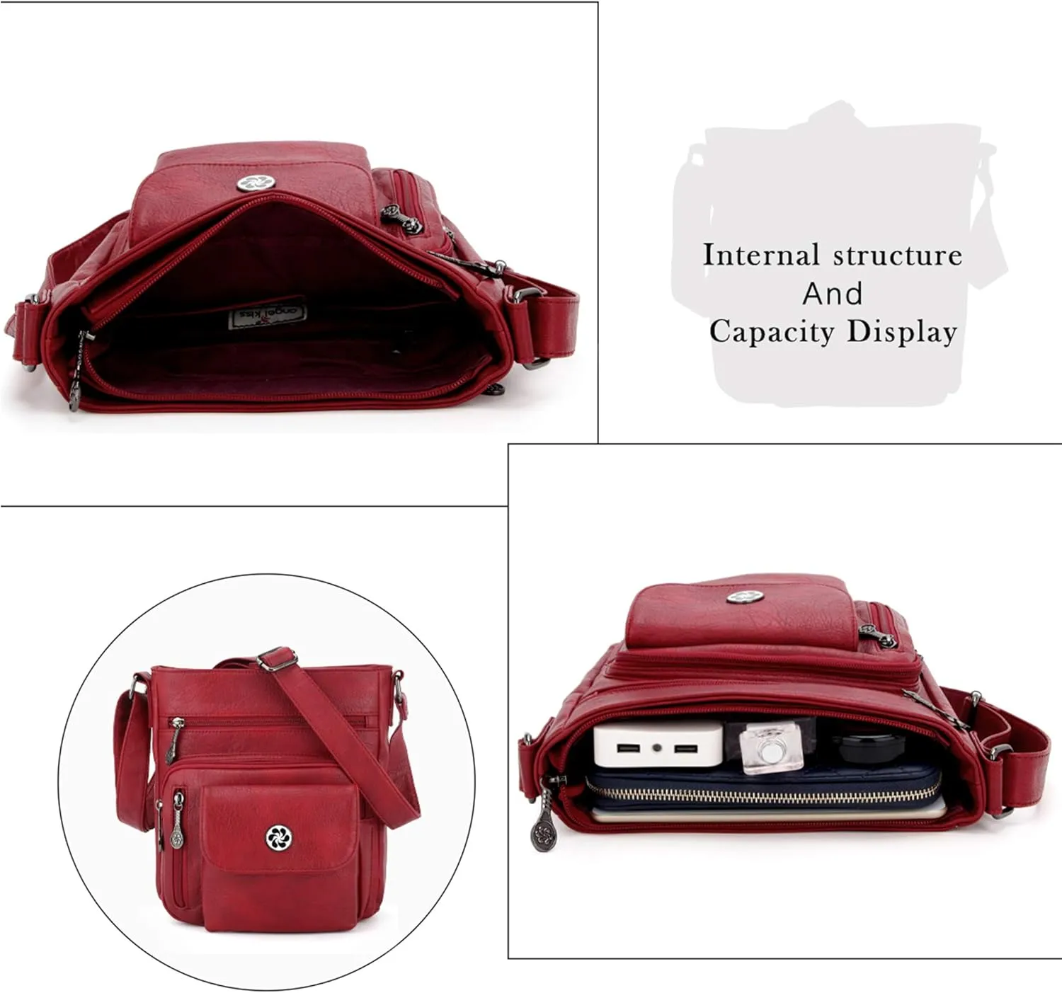 Angel Kiss Crossbody Bags Faux Vegan Leather Shoulder Bags for Women Small Handbag with Adjustable Strap
