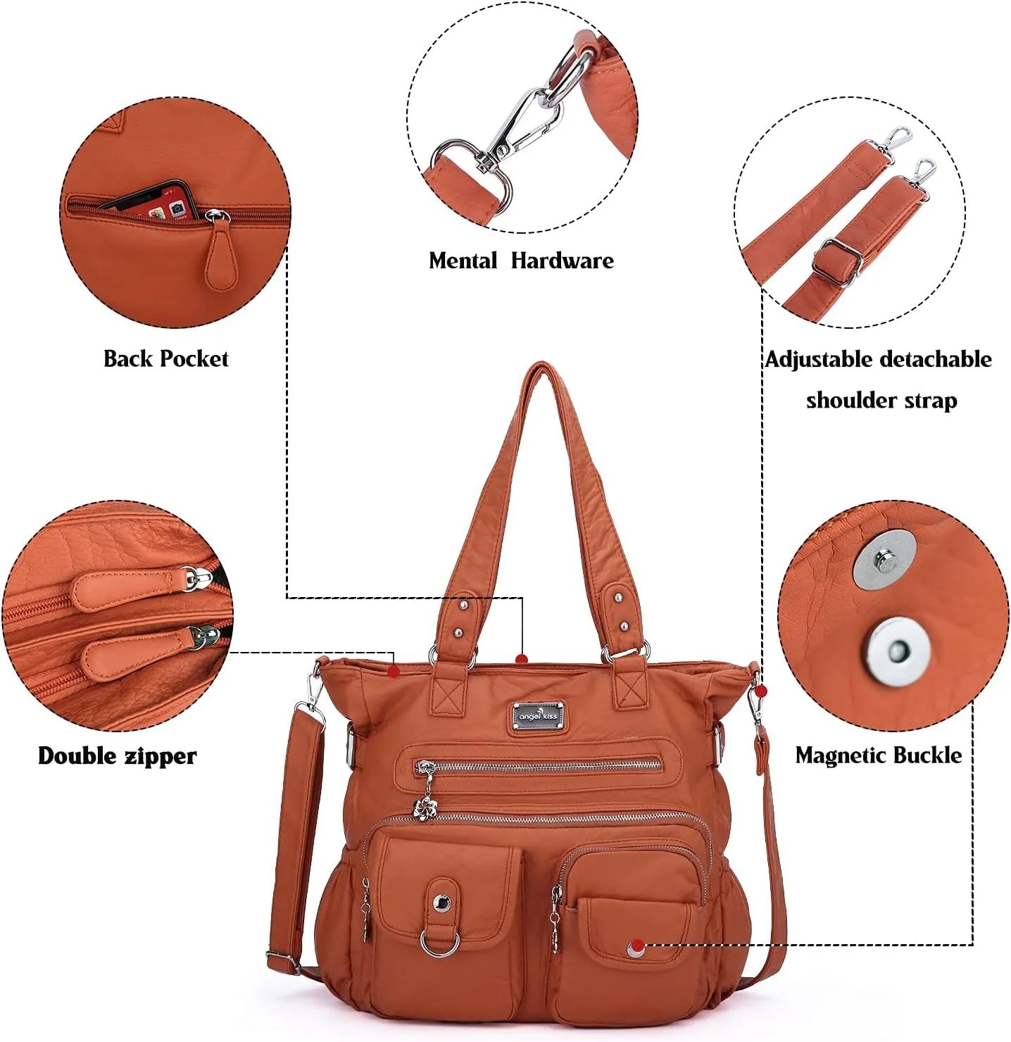 Angelkiss Purses and Handbag for Women Soft Leather Hobo Bags Satchel Shoulder Bags Ladies Tote Crossbody Bag
