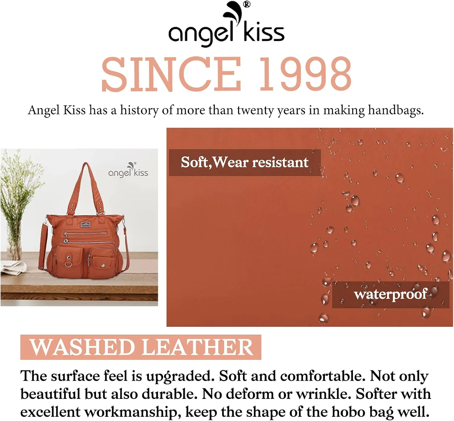 Angelkiss Purses and Handbag for Women Soft Leather Hobo Bags Satchel Shoulder Bags Ladies Tote Crossbody Bag