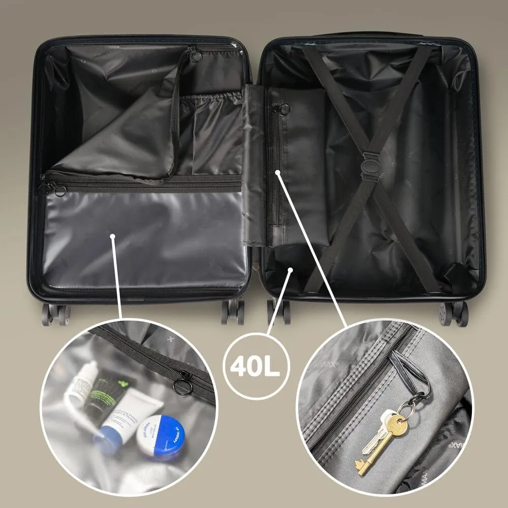 Anode 44L 55x40x20cm (22x16x8inch) Carry On Hand Luggage Suitcase - Lightweight, Hard Shell, 4 Wheels, 3 Digit Combination Lock (Sandstone)