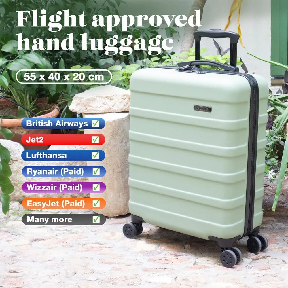 Anode 44L 55x40x20cm (22x16x8inch) Carry On Hand Luggage Suitcase - Lightweight, Hard Shell, 4 Wheels, 3 Digit Combination Lock (Sandstone)