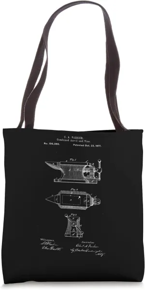 Antique Blacksmith Anvil Patent Print Tote Bag