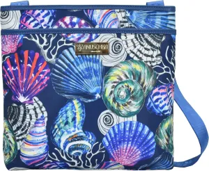Anuschka Crossbody with Slip Pocket-Wanderlust Collection-Nylon Fabric with Leather Trim and Artwork Print