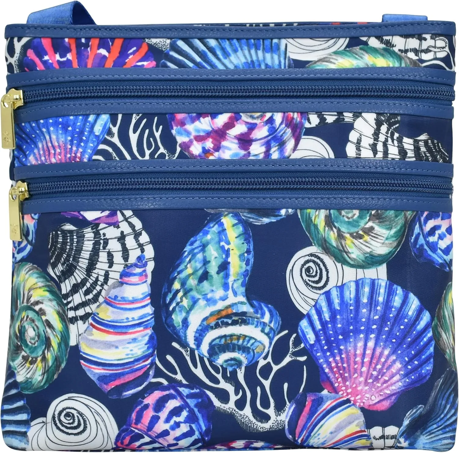 Anuschka Crossbody with Slip Pocket-Wanderlust Collection-Nylon Fabric with Leather Trim and Artwork Print