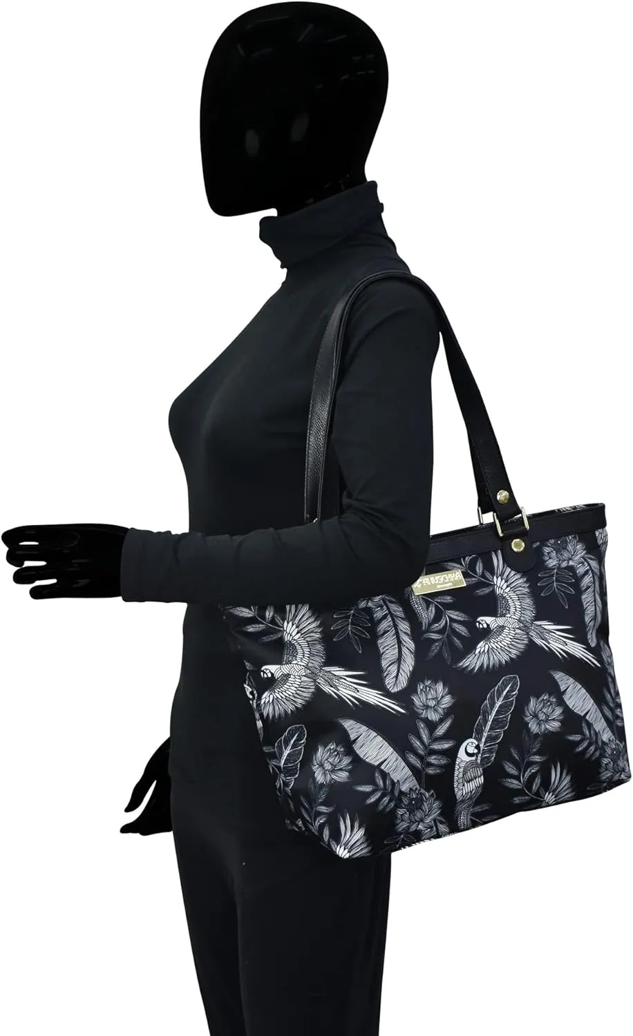 Anuschka Zip Top City Tote-Wanderlust Collection-Nylon Fabric with Leather Trim and Artwork Print