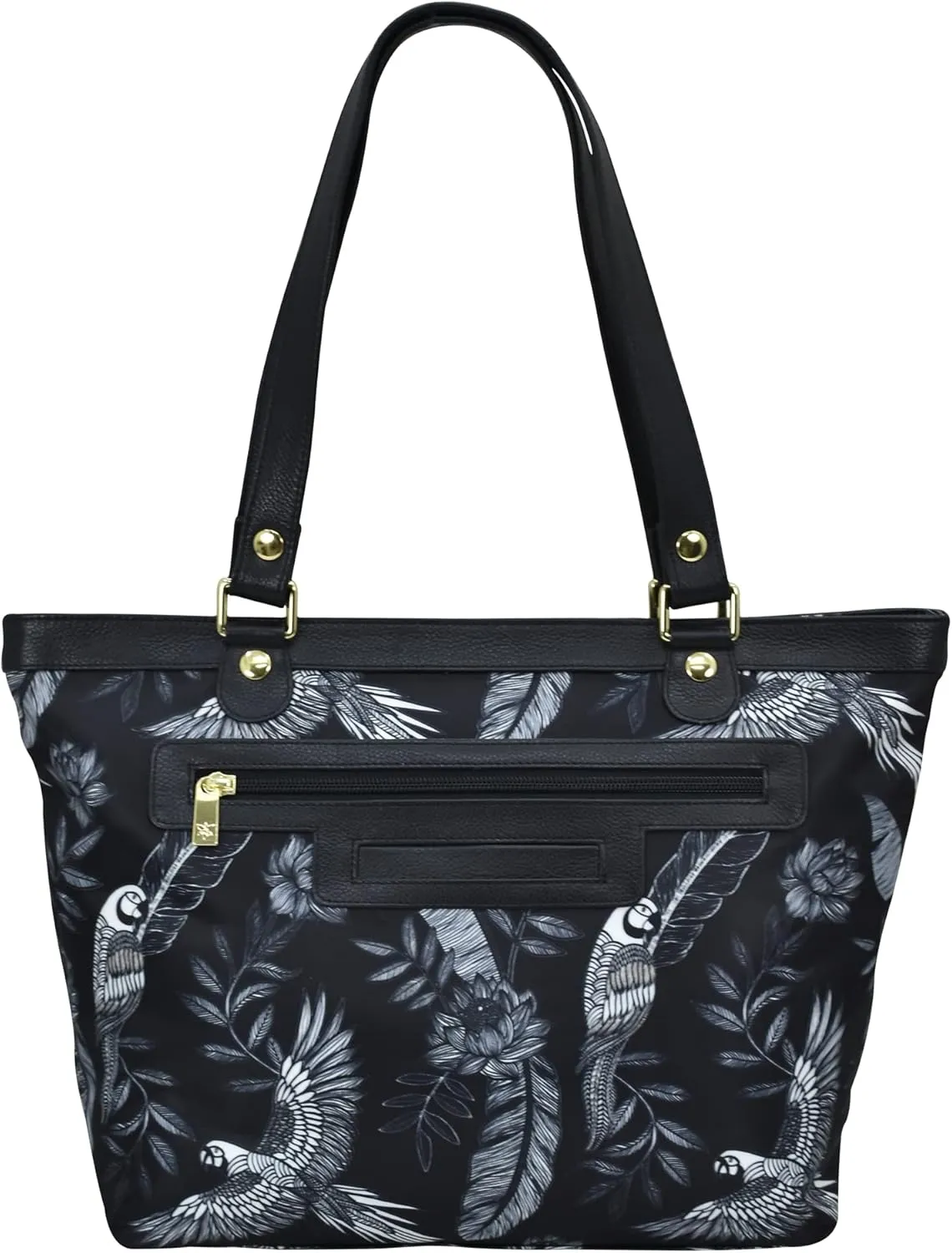 Anuschka Zip Top City Tote-Wanderlust Collection-Nylon Fabric with Leather Trim and Artwork Print