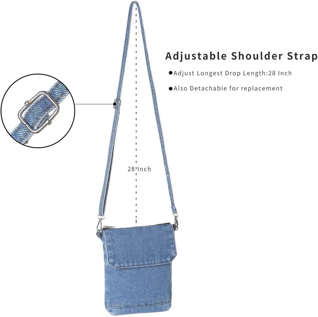 AOCINA Small Denim Purse Blue Jean Purse Shoulder Bag Denim Crossbody Bags for Women