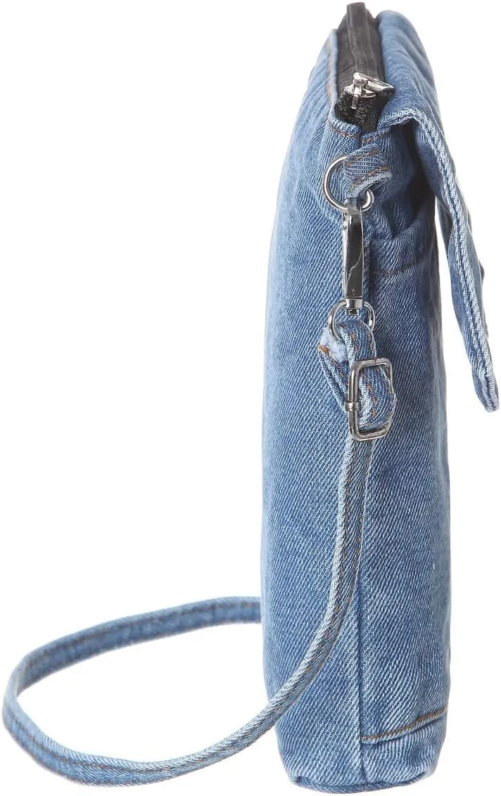 AOCINA Small Denim Purse Blue Jean Purse Shoulder Bag Denim Crossbody Bags for Women
