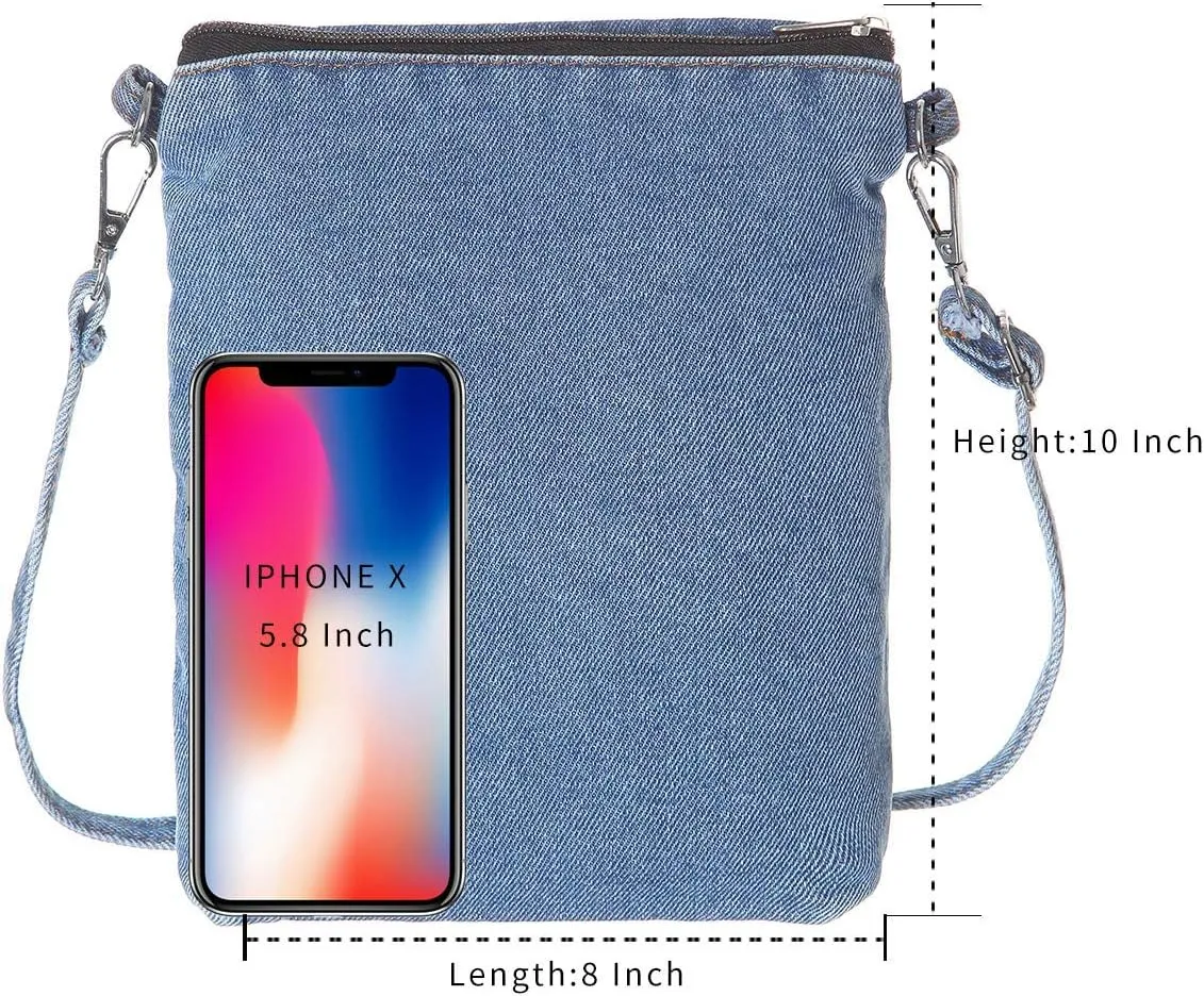 AOCINA Small Denim Purse Blue Jean Purse Shoulder Bag Denim Crossbody Bags for Women