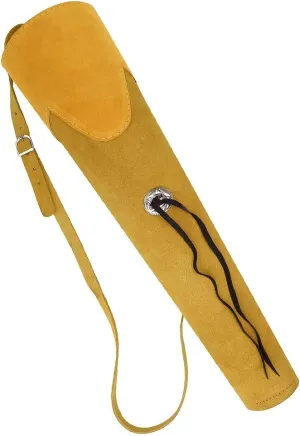 Archery, Hunting Indoor Outdoor Sports, Recurve/Compound/Longbow Traditional Suede Leather Shoulder Back Arrow Quiver, Arrow Bag, Arrow Holder