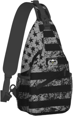 Army 82nd Airborne Sling Bag for Men, Small Crossbody Sling Bags, Mini Water Resistant Shoulder Daypack for Travel, Anti Thief Chest Bag for Hiking