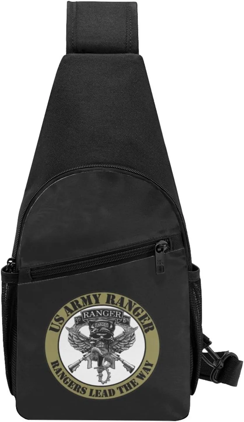Army Airborne Rangers Logo Sling Bag Crossbody Backpack Shoulder Casual Daypack Bags for Men