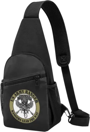 Army Airborne Rangers Logo Sling Bag Crossbody Backpack Shoulder Casual Daypack Bags for Men