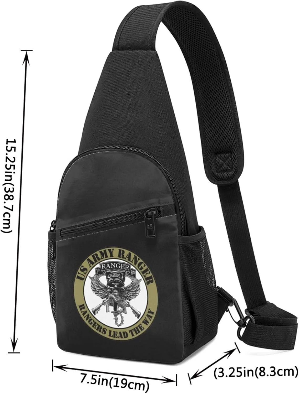 Army Airborne Rangers Logo Sling Bag Crossbody Backpack Shoulder Casual Daypack Bags for Men