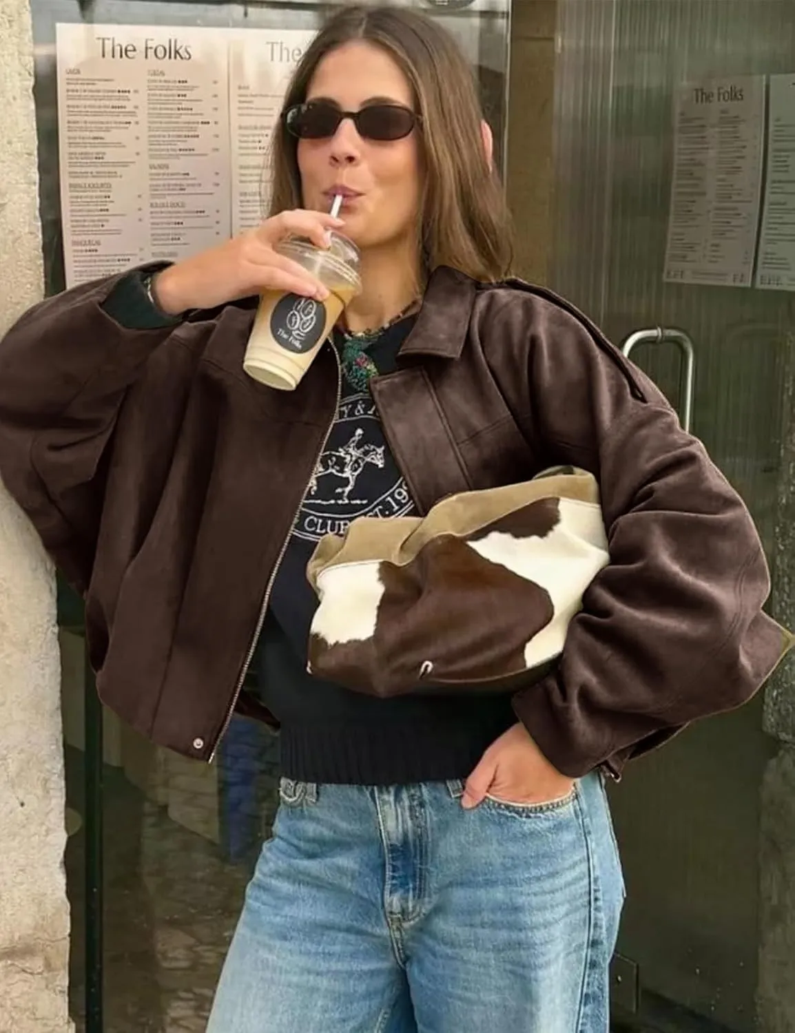 Arssm Womens Faux Suede Bomber Jacket Casual Lapel Pilot Jackets Coat Oversized Long Sleeve 2025 Fashion Outerwear