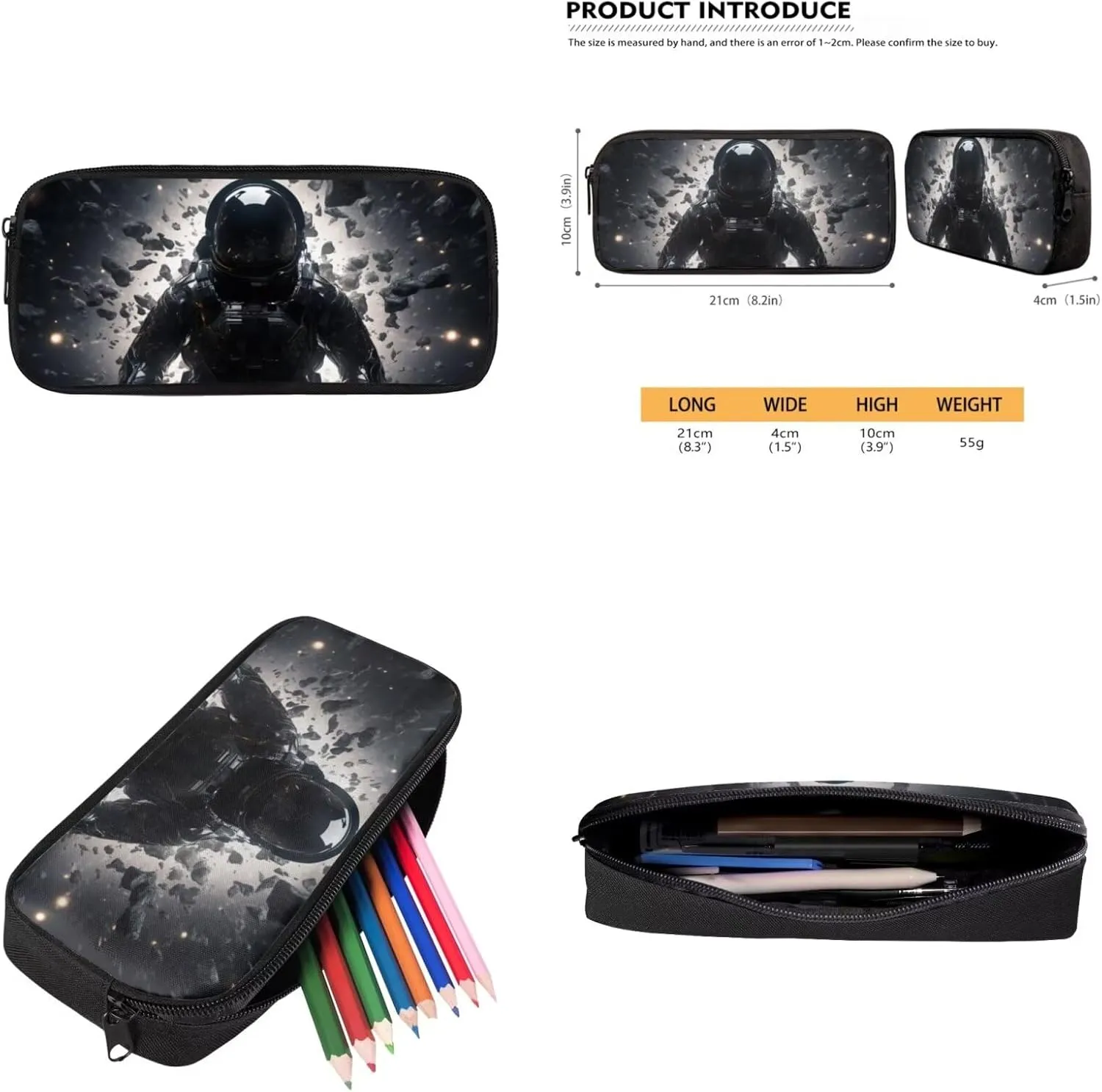 Astronaut Backpacks for Teen Boys Kids School Backpack Lightweight Book Bags for Kids with Lunch Boxes Black Pencil Case Keychain Set of 4 Shoulder Bag for Elementary Boys